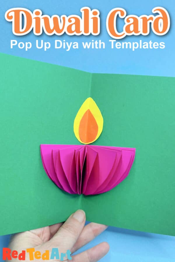 Pop Up Diya Card for Diwali for Kids - Red Ted Art - Kids Crafts