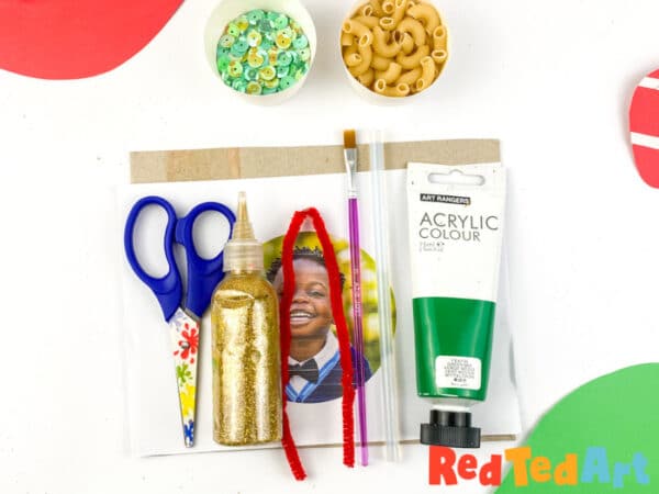 supplies for your pasta wreath ornament