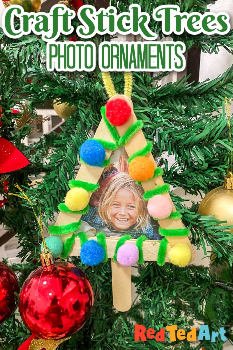 Sitck Tree Photo Ornaments - Craft Stick Trees - Red Ted Art - Kids Crafts