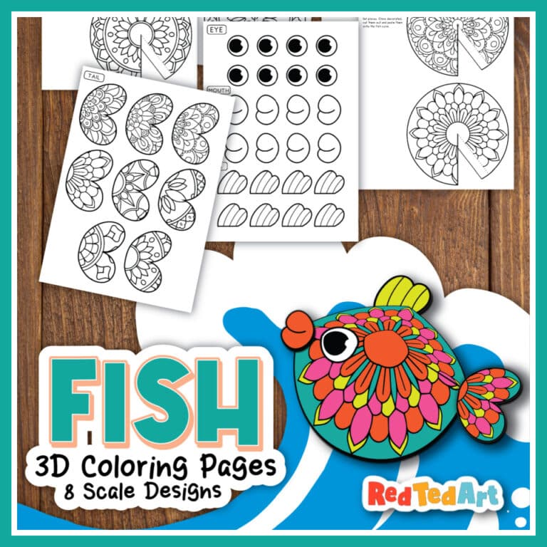 3d printable coloring page mandala fish craft