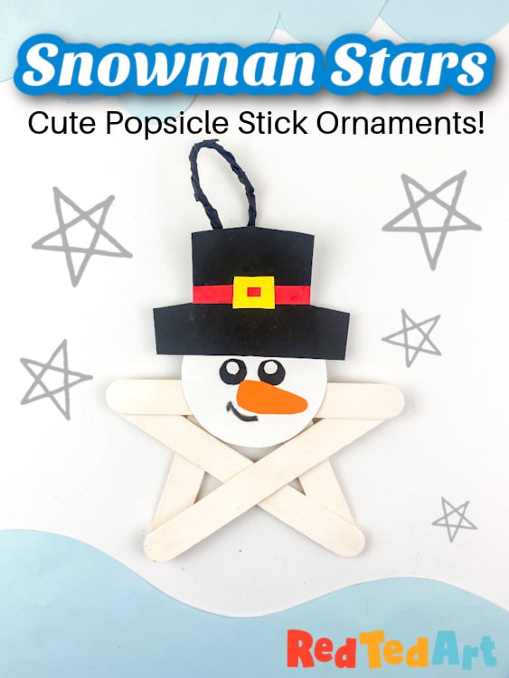 Craft Stick Star Ornaments - snowman