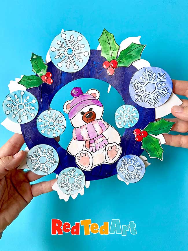 Winter wreath coloring page