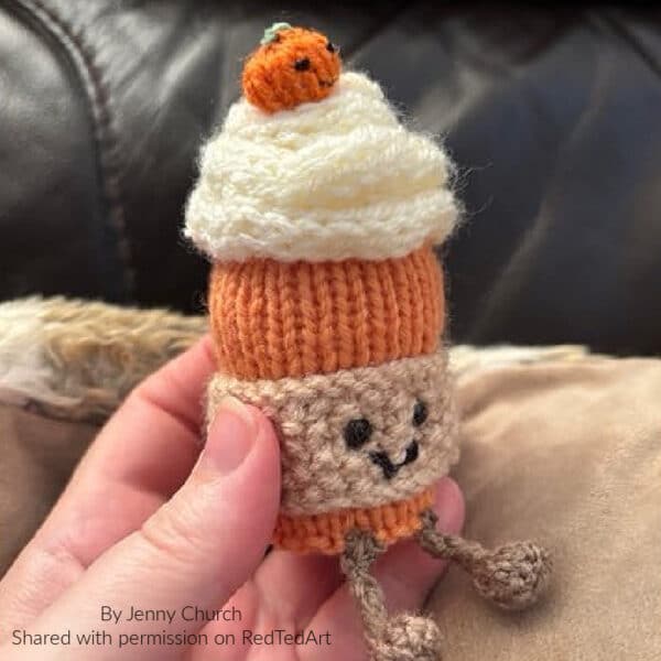 Pumpkin spice latter knitting pattern for jellycat amuseable collectors this fall