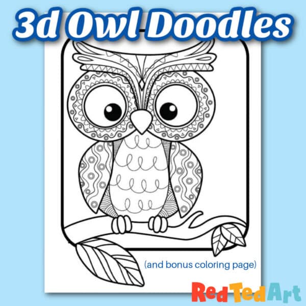 3d doodle owl coloring pages