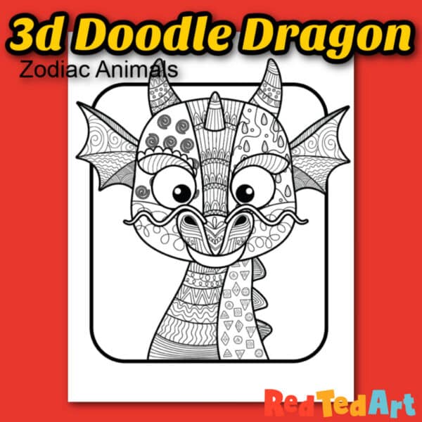 chinese dragon art activity - 3d doodle cut and paste activity