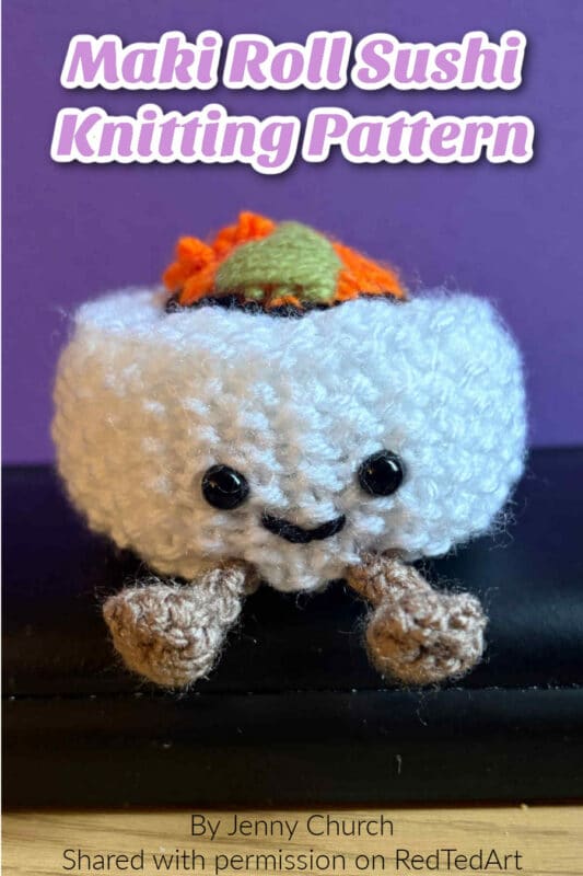 sushi knitting pattern for free by Jenny Church