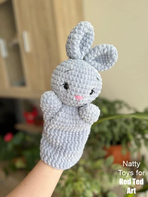 hello from the bunny hand puppet