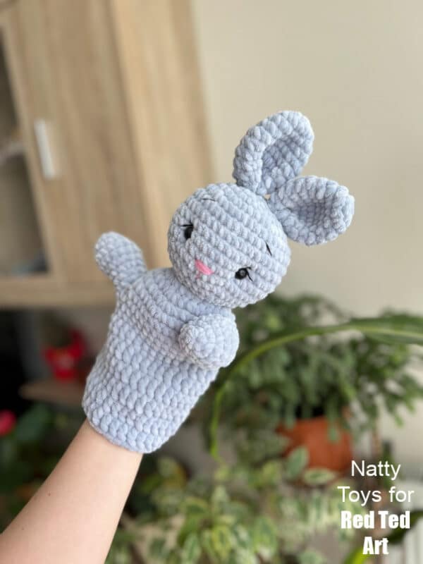 super cute crochet bunny hand puppet
