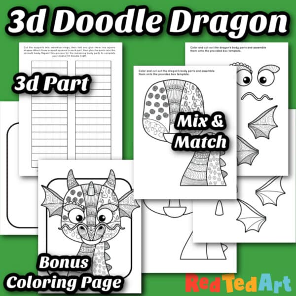 cut and paste dragon art activity for kids