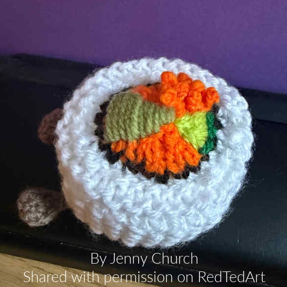 Sewing on sushi filling details