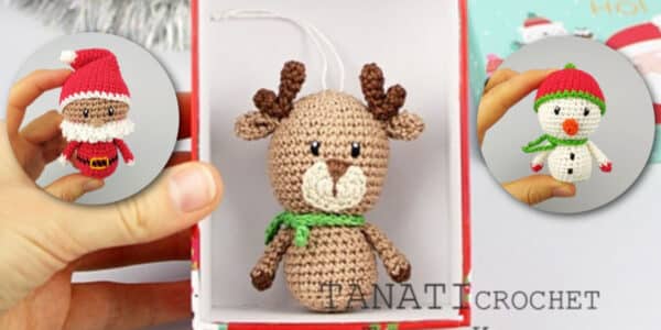 Free reindeer ornament crochet pattern