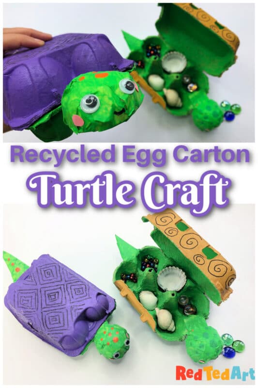 egg carton turtle treasure box craft for kids