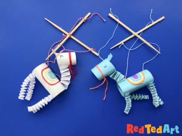 cardboard tube llama puppet marionettes