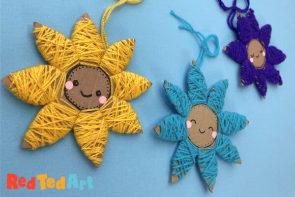 yarn wrapped flowers