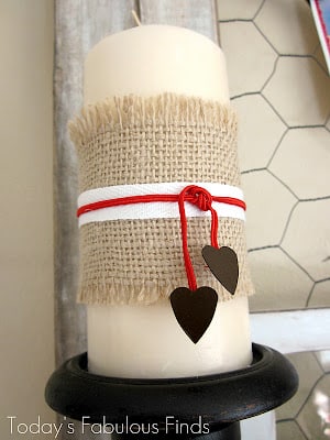primitive valentines decor burlap candles