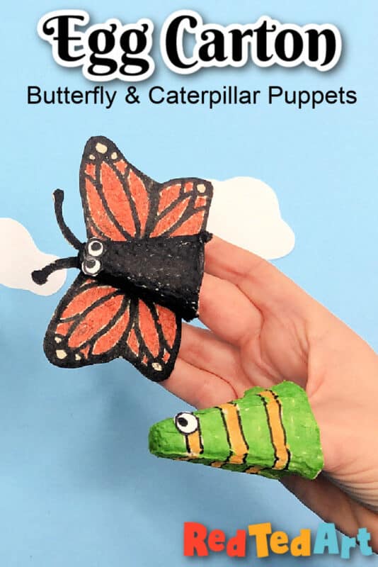 cute butterfly craft puppet made from egg cartons