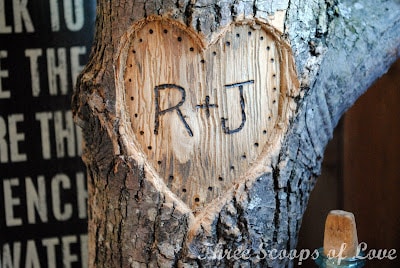 primitive valentines decor you and me carved tree trunk
