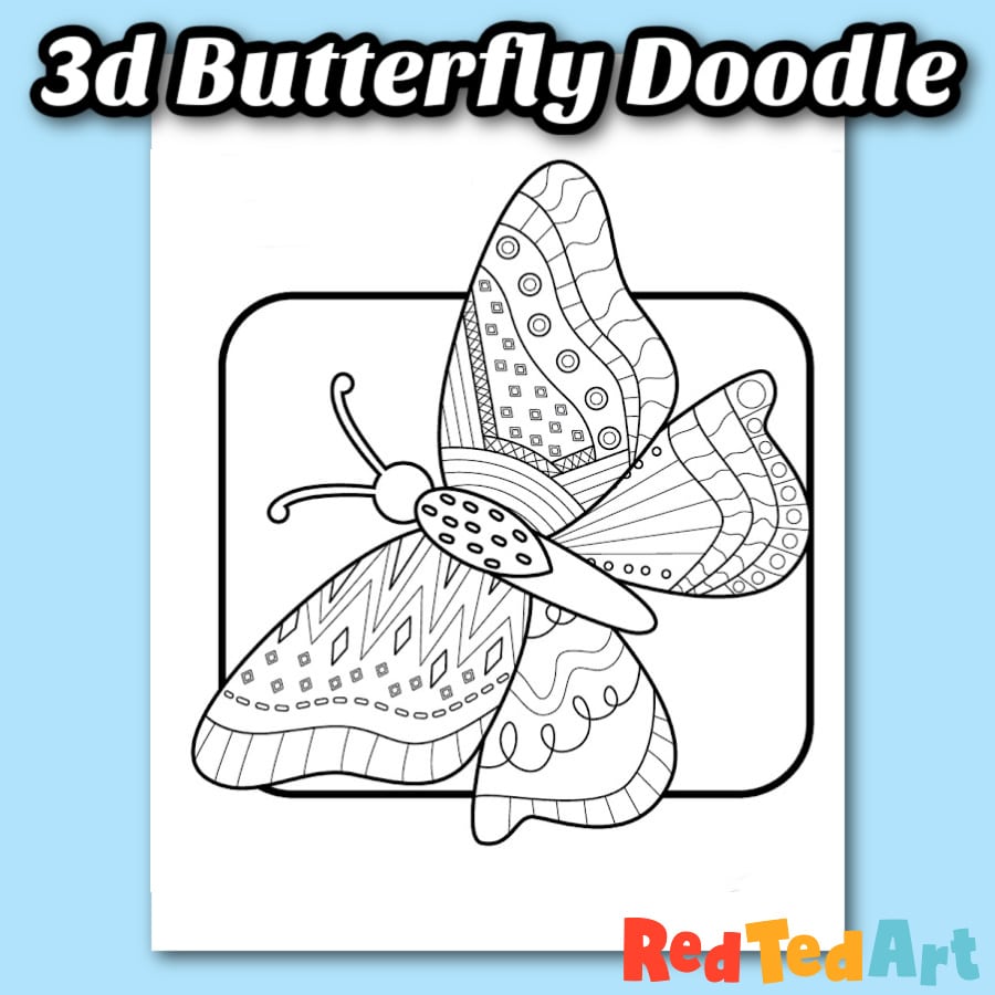 Printable Template Craft - Butterfly Doodle Art