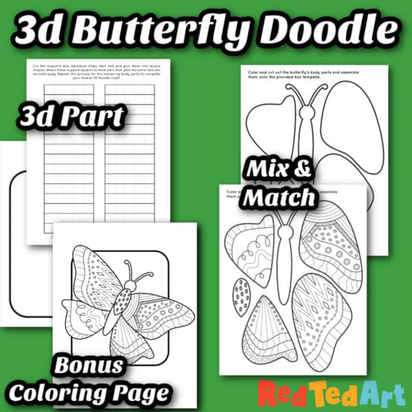 butterfly doodle art 3d coloring pages