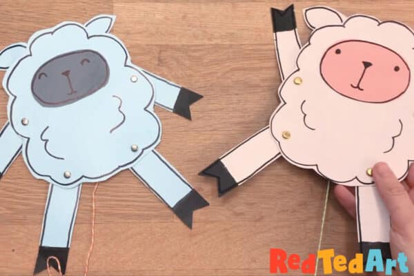 dancing sheep puppets made from cardboard