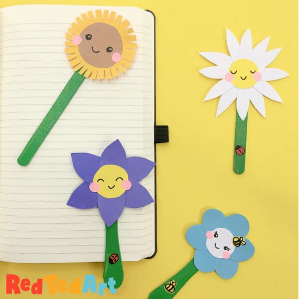 Easy flower bookmarks for Mom or teacher's gifts