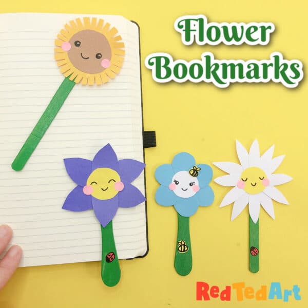 Popsicle Stick Flower Bookmarks - easy gifts for kids to make