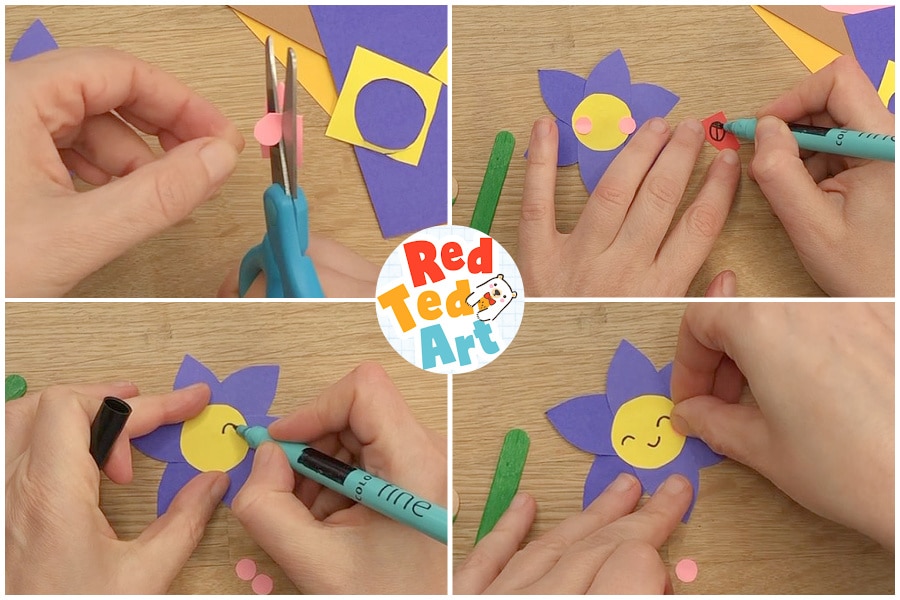 Popsicle Stick Flower Bookmarks DIY - Red Ted Art - Kids Crafts