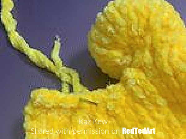 sewing the knitted rubber duck