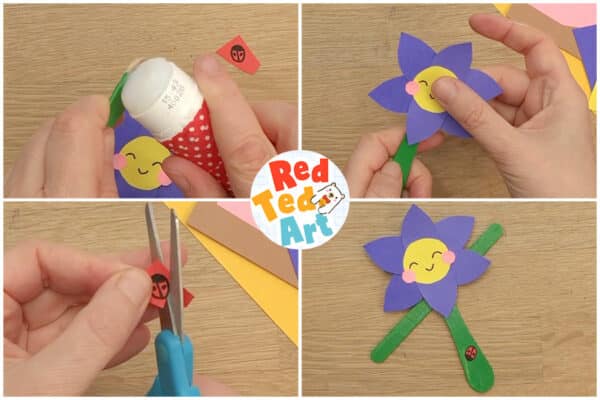 glue to craft stick flower stem