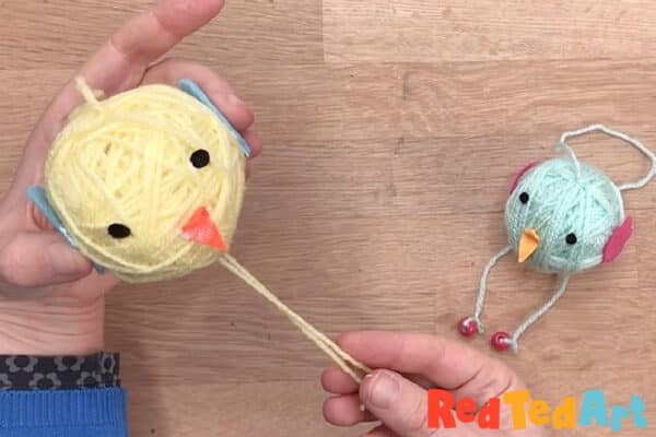 finished yarn wrapped chicks for easter