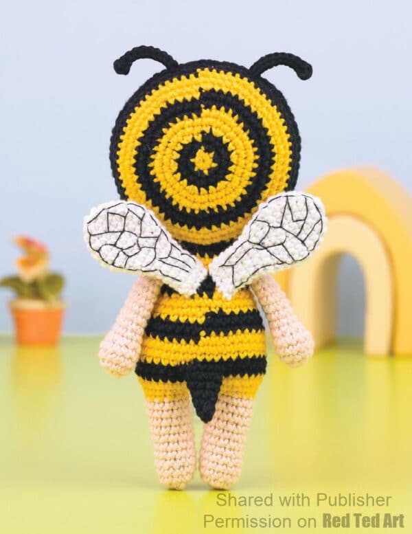 free bee crochet doll pattern from the back