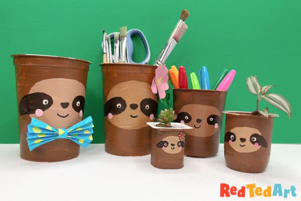 How to make sloth pen pots