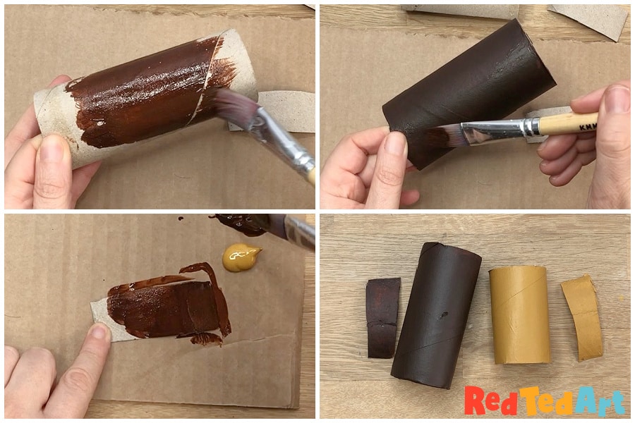 Paint the toilet paper rolls in bear colors