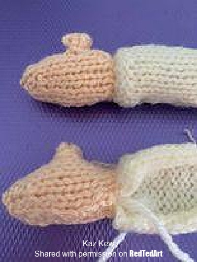 knit two gnome arms and hands