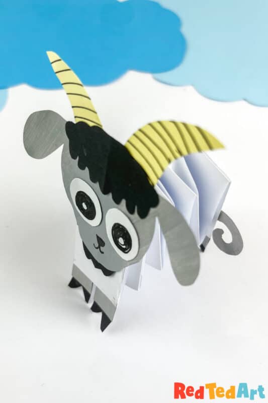 3d paper accordion goat craft for kids