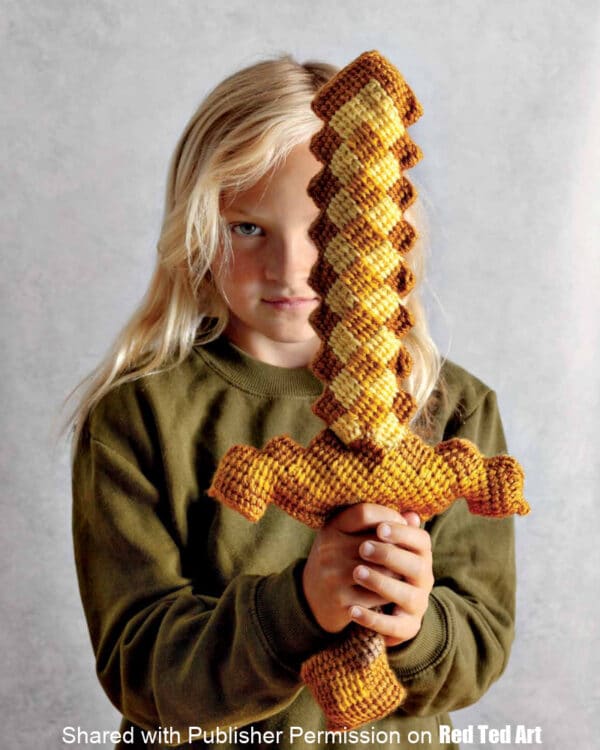 gold minecraft sword crochet