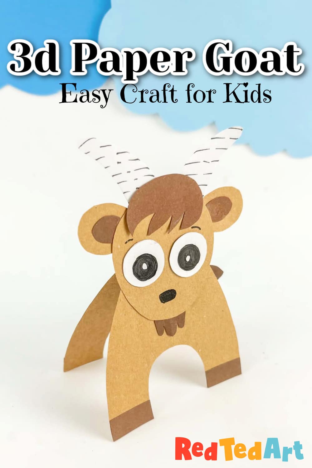 Cute 3d paper year of the goat craft for kids