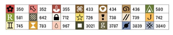 dmc color list for garden cross stitch