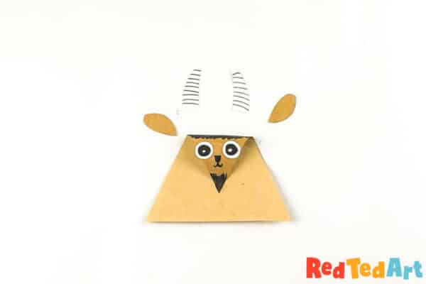 fold down the triangle to make a face