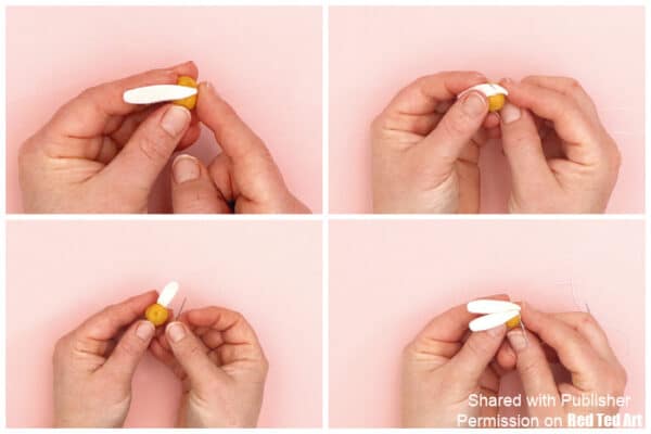sew felt petals to daisy