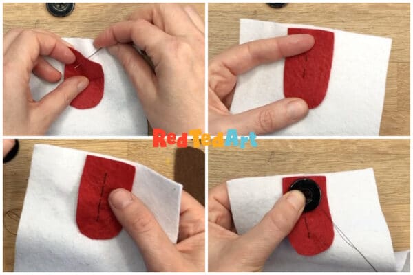 sew on the tongue and button