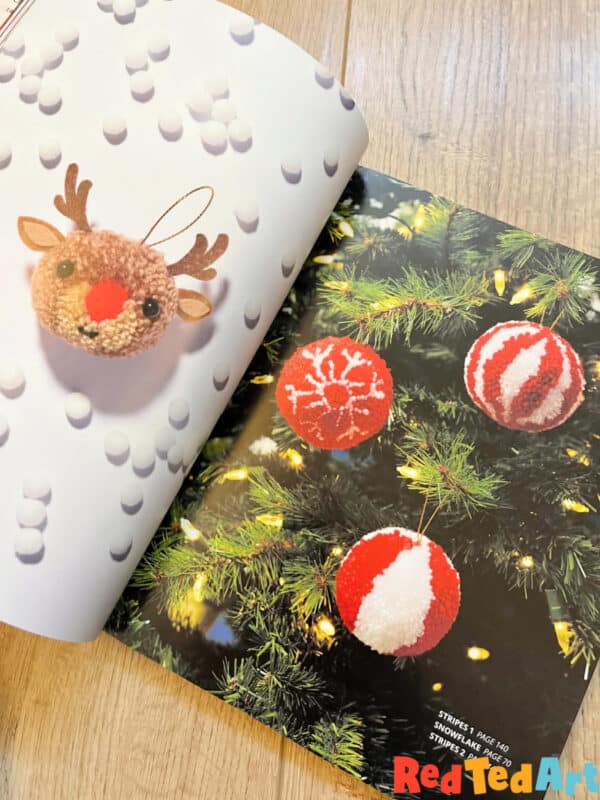 how to make patterned pom poms christmas
