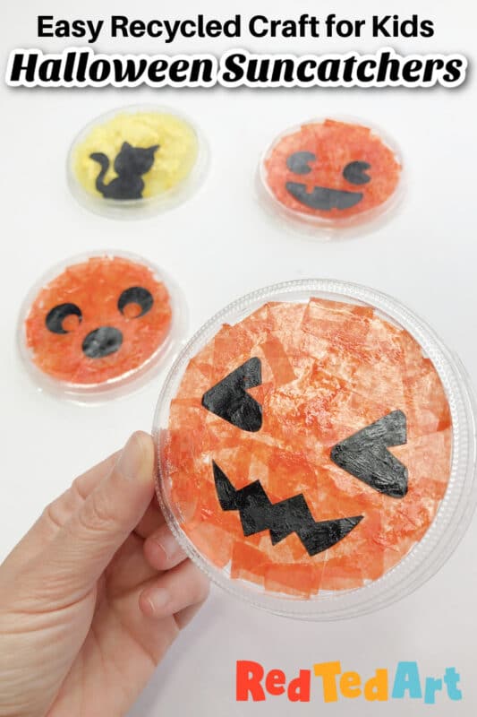 halloween suncatcher craft from recycled materials